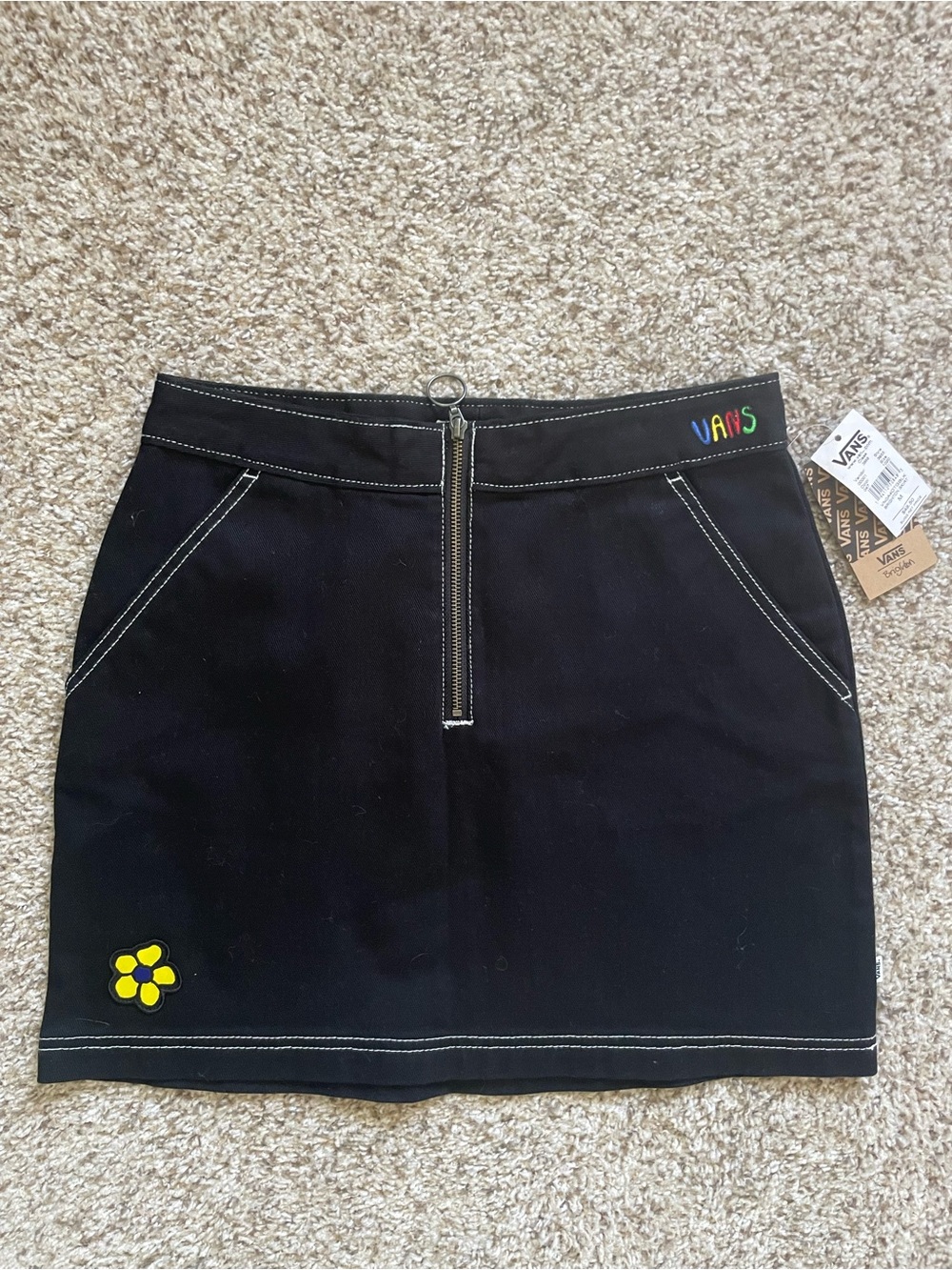 Vans Black Mini Flower Patch Skirt Size M